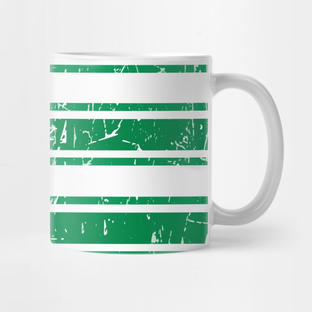 Glasgow Celtic Football Club Green and White Distressed Hooped Design by MacPean